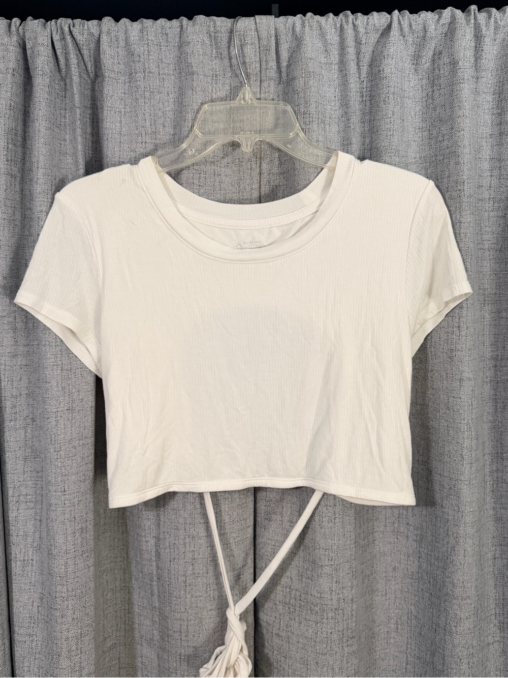 White Ribbed Cropped Tee Open Back Wrap - Women